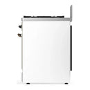 ILVE Majestic III 30-inch Dual Fuel Range with 5 Natural Gas Burner and Triple Glass Door Electric Oven in White with Burnished Trim (UM30NR3WHB)
