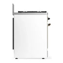 ILVE Majestic III 30-inch Dual Fuel Range with 5 Natural Gas Burner and Triple Glass Door Electric Oven in White with Burnished Trim (UM30NR3WHB)