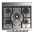 ILVE Majestic III 30-inch Dual Fuel Range with 5 Natural Gas Burner and Triple Glass Door Electric Oven in White with Burnished Trim (UM30NR3WHB)