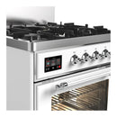ILVE Majestic III 30-inch Dual Fuel Range with 5 Liquid Propane Burner and Triple Glass Door Electric Oven in White with Chrome Trim (UM30NR3WHCLP)