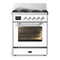ILVE Majestic III 30-inch Dual Fuel Range with 5 Natural Gas Burner and Triple Glass Door Electric Oven in White with Chrome Trim (UM30NR3WHC)