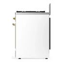 ILVE Majestic III 30-inch Dual Fuel Range with 5 Natural Gas Burner and Triple Glass Door Electric Oven in White with Brass Trim (UM30NR3WHG)