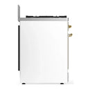 ILVE Majestic III 30-inch Dual Fuel Range with 5 Natural Gas Burner and Triple Glass Door Electric Oven in White with Brass Trim (UM30NR3WHG)