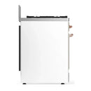 ILVE Majestic III 30-inch Dual Fuel Range with 5 Natural Gas Burner and Triple Glass Door Electric Oven in White with Copper Trim (UM30NR3WHP)