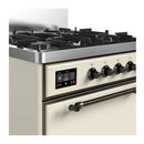 ILVE Majestic III 30-inch Dual Fuel Range with 5 Natural Gas Burner and Solid Door Electric Oven in Antique White with Burnished Trim (UM30QNR3AWB)