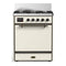 ILVE Majestic III 30-inch Dual Fuel Range with 5 Natural Gas Burner and Solid Door Electric Oven in Antique White with Burnished Trim (UM30QNR3AWB)
