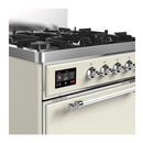 ILVE Majestic III 30-inch Dual Fuel Range with 5 Natural Gas Burner and Solid Door Electric Oven in Antique White with Chrome Trim (UM30QNR3AWC)