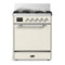 ILVE Majestic III 30-inch Dual Fuel Range with 5 Natural Gas Burner and Solid Door Electric Oven in Antique White with Chrome Trim (UM30QNR3AWC)