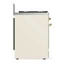 ILVE Majestic III 30-inch Dual Fuel Range with 5 Natural Gas Burner and Solid Door Electric Oven in Antique White with Brass Trim (UM30QNR3AWG)