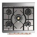 ILVE Majestic III 30-inch Dual Fuel Range with 5 Natural Gas Burner and Solid Door Electric Oven in Antique White with Copper Trim (UM30QNR3AWP)