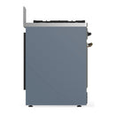 ILVE Majestic III 30-inch Dual Fuel Range with 5 Natural Gas Burner and Solid Door Electric Oven in Blue Grey with Burnished Trim (UM30QNR3BGB)