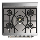 ILVE Majestic III 30-inch Dual Fuel Range with 5 Natural Gas Burner and Solid Door Electric Oven in Blue Grey with Burnished Trim (UM30QNR3BGB)