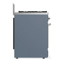 ILVE Majestic III 30-inch Dual Fuel Range with 5 Natural Gas Burner and Solid Door Electric Oven in Blue Grey with Chrome Trim (UM30QNR3BGC)