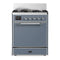 ILVE Majestic III 30-inch Dual Fuel Range with 5 Natural Gas Burner and Solid Door Electric Oven in Blue Grey with Chrome Trim (UM30QNR3BGC)