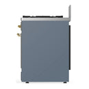 ILVE Majestic III 30-inch Dual Fuel Range with 5 Liquid Propane Burner and Solid Door Electric Oven in Blue Grey with Brass Trim (UM30QNR3BGGLP)