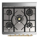 ILVE Majestic III 30-inch Dual Fuel Range with 5 Natural Gas Burner and Solid Door Electric Oven in Blue Grey with Brass Trim (UM30QNR3BGG)