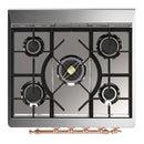 ILVE Majestic III 30-inch Dual Fuel Range with 5 Natural Gas Burner and Solid Door Electric Oven in Blue Grey with Copper Trim (UM30QNR3BGP)