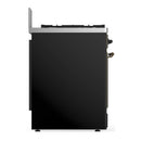 ILVE Majestic III 30-inch Dual Fuel Range with 5 Natural Gas Burner and Solid Door Electric Oven in Glossy Black with Burnished Trim (UM30QNR3BKB)