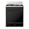 ILVE Majestic III 30-inch Dual Fuel Range with 5 Natural Gas Burner and Solid Door Electric Oven in Glossy Black with Burnished Trim (UM30QNR3BKB)