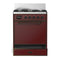 ILVE Majestic III 30-inch Dual Fuel Range with 5 Liquid Propane Burner and Solid Door Electric Oven in Burgundy with Burnished Trim (UM30QNR3BUBLP)