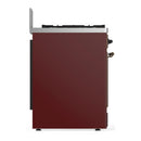 ILVE Majestic III 30-inch Dual Fuel Range with 5 Liquid Propane Burner and Solid Door Electric Oven in Burgundy with Burnished Trim (UM30QNR3BUBLP)