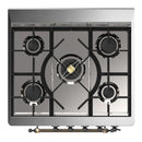 ILVE Majestic III 30-inch Dual Fuel Range with 5 Natural Gas Burner and Solid Door Electric Oven in Burgundy with Burnished Trim (UM30QNR3BUB)