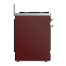 ILVE Majestic III 30-inch Dual Fuel Range with 5 Liquid Propane Burner and Solid Door Electric Oven in Burgundy with Chrome Trim (UM30QNR3BUCLP)