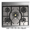ILVE Majestic III 30-inch Dual Fuel Range with 5 Natural Gas Burner and Solid Door Electric Oven in Burgundy with Chrome Trim (UM30QNR3BUC)