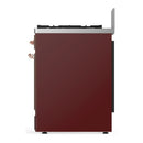 ILVE Majestic III 30-inch Dual Fuel Range with 5 Natural Gas Burner and Solid Door Electric Oven in Burgundy with Copper Trim (UM30QNR3BUP)