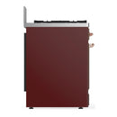 ILVE Majestic III 30-inch Dual Fuel Range with 5 Natural Gas Burner and Solid Door Electric Oven in Burgundy with Copper Trim (UM30QNR3BUP)