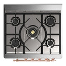 ILVE Majestic III 30-inch Dual Fuel Range with 5 Natural Gas Burner and Solid Door Electric Oven in Burgundy with Copper Trim (UM30QNR3BUP)