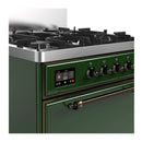 ILVE Majestic III 30-inch Dual Fuel Range with 5 Liquid Propane Burner and Solid Door Electric Oven in Emerald Green with Burnished Trim (UM30QNR3EGBLP)