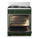 ILVE Majestic III 30-inch Dual Fuel Range with 5 Natural Gas Burner and Solid Door Electric Oven in Emerald Green with Burnished Trim (UM30QNR3EGB)