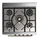 ILVE Majestic III 30-inch Dual Fuel Range with 5 Natural Gas Burner and Solid Door Electric Oven in Emerald Green with Burnished Trim (UM30QNR3EGB)