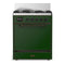 ILVE Majestic III 30-inch Dual Fuel Range with 5 Natural Gas Burner and Solid Door Electric Oven in Emerald Green with Burnished Trim (UM30QNR3EGB)