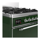 ILVE Majestic III 30-inch Dual Fuel Range with 5 Liquid Propane Burner and Solid Door Electric Oven in Emerald Green with Chrome Trim (UM30QNR3EGCLP)