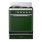 ILVE Majestic III 30-inch Dual Fuel Range with 5 Natural Gas Burner and Solid Door Electric Oven in Emerald Green with Chrome Trim (UM30QNR3EGC)