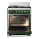 ILVE Majestic III 30-inch Dual Fuel Range with 5 Liquid Propane Burner and Solid Door Electric Oven in Emerald Green with Chrome Trim (UM30QNR3EGCLP)