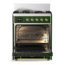 ILVE Majestic III 30-inch Dual Fuel Range with 5 Liquid Propane Burner and Solid Door Electric Oven in Emerald Green with Brass Trim (UM30QNR3EGGLP)