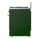 ILVE Majestic III 30-inch Dual Fuel Range with 5 Natural Gas Burner and Solid Door Electric Oven in Emerald Green with Brass Trim (UM30QNR3EGG)