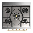 ILVE Majestic III 30-inch Dual Fuel Range with 5 Natural Gas Burner and Solid Door Electric Oven in Emerald Green with Brass Trim (UM30QNR3EGG)