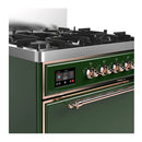 ILVE Majestic III 30-inch Dual Fuel Range with 5 Natural Gas Burner and Solid Door Electric Oven in Emerald Green with Copper Trim (UM30QNR3EGP)