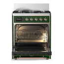 ILVE Majestic III 30-inch Dual Fuel Range with 5 Liquid Propane Burner and Solid Door Electric Oven in Emerald Green with Copper Trim (UM30QNR3EGPLP)