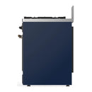 ILVE Majestic III 30-inch Dual Fuel Range with 5 Liquid Propane Burner and Solid Door Electric Oven in Midnight Blue with Burnished Trim (UM30QNR3MBBLP)