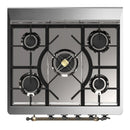ILVE Majestic III 30-inch Dual Fuel Range with 5 Natural Gas Burner and Solid Door Electric Oven in Midnight Blue with Burnished Trim (UM30QNR3MBB)