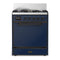 ILVE Majestic III 30-inch Dual Fuel Range with 5 Natural Gas Burner and Solid Door Electric Oven in Midnight Blue with Burnished Trim (UM30QNR3MBB)