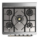 ILVE Majestic III 30-inch Dual Fuel Range with 5 Natural Gas Burner and Solid Door Electric Oven in Graphite Matte with Burnished Trim (UM30QNR3MGB)