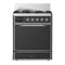 ILVE Majestic III 30-inch Dual Fuel Range with 5 Liquid Propane Burner and Solid Door Electric Oven in Graphite Matte with Chrome Trim (UM30QNR3MGCLP)