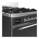 ILVE Majestic III 30-inch Dual Fuel Range with 5 Natural Gas Burner and Solid Door Electric Oven in Graphite Matte with Chrome Trim (UM30QNR3MGC)
