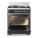 ILVE Majestic III 30-inch Dual Fuel Range with 5 Natural Gas Burner and Solid Door Electric Oven in Graphite Matte with Chrome Trim (UM30QNR3MGC)